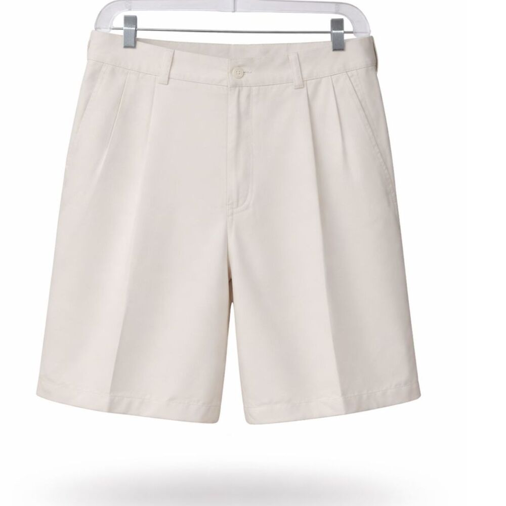 Men’s Roundtree Yorke Trademark Trim Sz 32 x 9 Khaki Shorts Microfiber Polyester